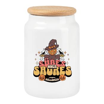 Trick or treat - Cookie Jar with Wooden Lid - white - Front