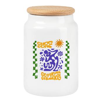 Psychedelische Surf Salvaje - Keksdose mit Holzdeckel - Weiß - Vorne
