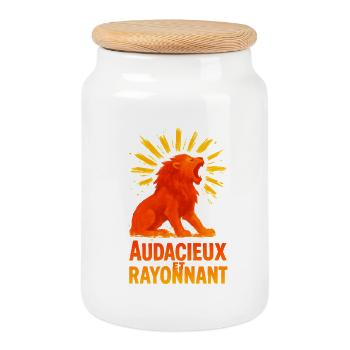 Signe astrologique du Lion - Astrologie - Boîte à biscuits avec couvercle en bois - blanc - Devant