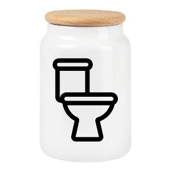 toilet - Cookie Jar with Wooden Lid - white - Front