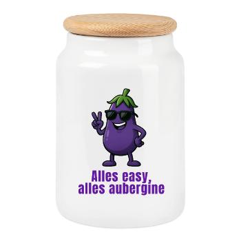 Aubergine - Alles easy - Keksdose mit Holzdeckel - Weiß - Vorne
