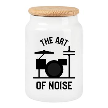 Die Kunst des Lärms – Drumkit-Design - Keksdose mit Holzdeckel - Weiß - Vorne