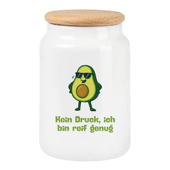 Avocado kein Druck reif genug  - Keksdose mit Holzdeckel - Weiß - Vorne