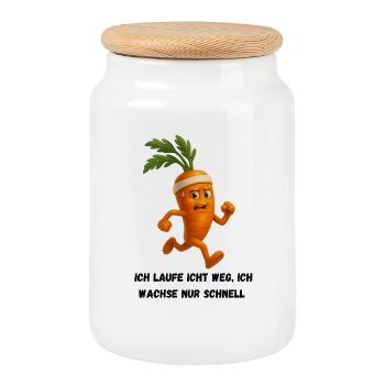 Dashing Carrot Hero - Cookie Jar with Wooden Lid - white - Front
