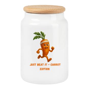 Caricature de carotte avec bandeau Running Edition - Boîte à biscuits avec couvercle en bois - blanc - Devant