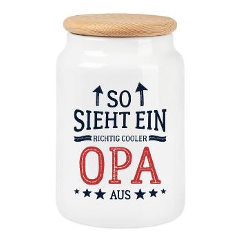 So sieht ein cooler Opa aus Bester Großvater  - Keksdose mit Holzdeckel - Weiß - Vorne