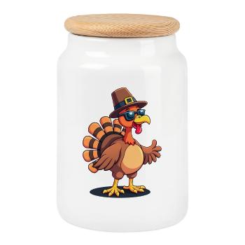Thanksgiving Lustiger Thanksgiving Truthahn - Keksdose mit Holzdeckel - Weiß - Vorne