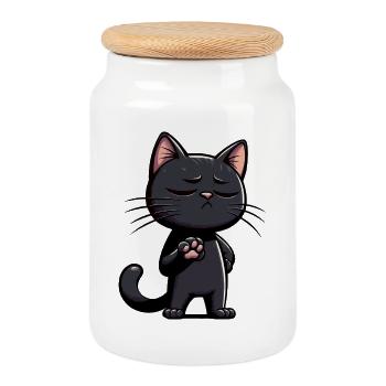 Drôle de chat chats chat amoureux chaton - Boîte à biscuits avec couvercle en bois - blanc - Devant