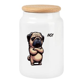No Pug Pugs Pug Owner Pug Lover Pug Dog - Cookie Jar with Wooden Lid - white - Front