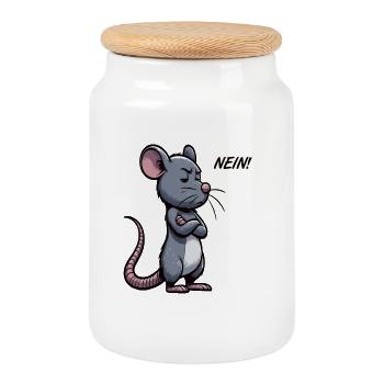No Rat Rats Rat Owner Rat Lovers - Cookie Jar with Wooden Lid - white - Front
