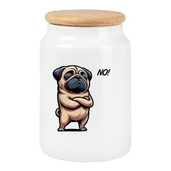 No Pug Pugs Pug Owner Pug Lover Pug Dog - Cookie Jar with Wooden Lid - white - Front