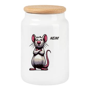 No Rat Rats Rat Owner Rat Lovers - Cookie Jar with Wooden Lid - white - Front