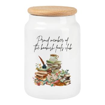 Buckclub - Cookie Jar with Wooden Lid - white - Front