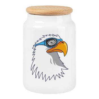 Eagle and Galactic Goggles - Cookie Jar with Wooden Lid - white - Front