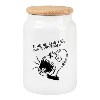 Si Je Ne Crie Pas, Qui M’Entendra – Design Cri Exp - Boîte à biscuits avec couvercle en bois - blanc - Devant