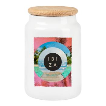 Ibiza Sommer Sonne Strand Meer Palmen Party - Keksdose mit Holzdeckel - Weiß - Vorne