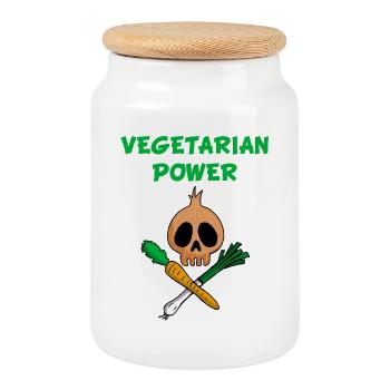 The Power of Vegetarians - Cookie Jar with Wooden Lid - white - Front