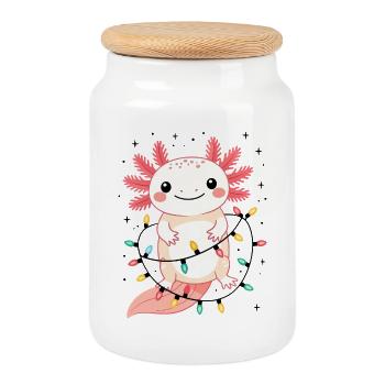 Sweat de Noël Axolotl Drôle de Noël Mignon - Boîte à biscuits avec couvercle en bois - blanc - Devant