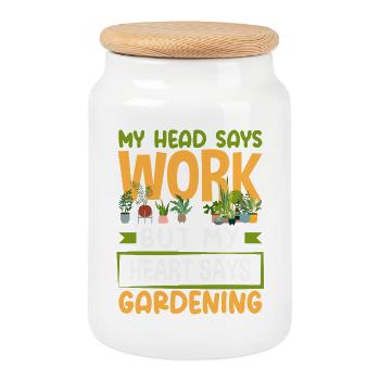 Garden & Plant Lovers Gifts - Cookie Jar with Wooden Lid - white - Front