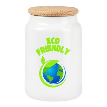 Graphique Éco Leaf Earth - Boîte à biscuits avec couvercle en bois - blanc - Devant