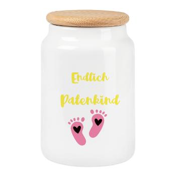 Houray Enfin filleule Filleule, Marraine Enfants-filles - Boîte à biscuits avec couvercle en bois - blanc - Devant