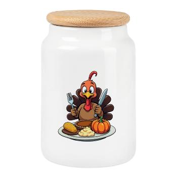 Thanksgiving Lustiger Thanksgiving Truthahn - Keksdose mit Holzdeckel - Weiß - Vorne