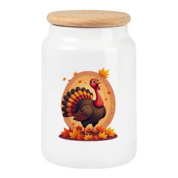 Thanksgiving Lustiger Thanksgiving Truthahn - Keksdose mit Holzdeckel - Weiß - Vorne