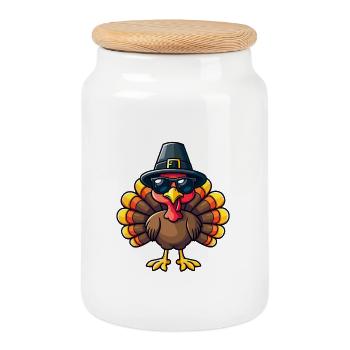 Thanksgiving Lustiger Thanksgiving Truthahn - Keksdose mit Holzdeckel - Weiß - Vorne