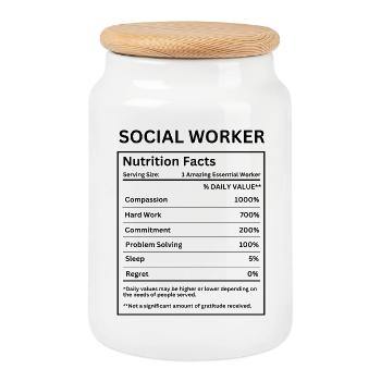 Travail de cas pour travailleur social : Appréciation du travail scolaire Drôle - Boîte à biscuits avec couvercle en bois - blanc - Devant