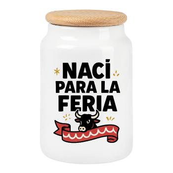 Naci para la feria - Cookie Jar with Wooden Lid - white - Front