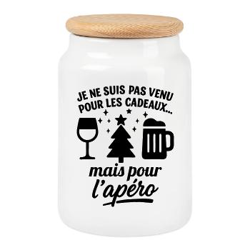 Ich bin hier für den Weihnachtshumor-Aperitif - Keksdose mit Holzdeckel - Weiß - Vorne
