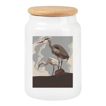 Herone Coast dans un style rétro - Boîte à biscuits avec couvercle en bois - blanc - Devant