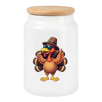 Thanksgiving Lustiger Thanksgiving Truthahn - Keksdose mit Holzdeckel - Weiß - Vorne