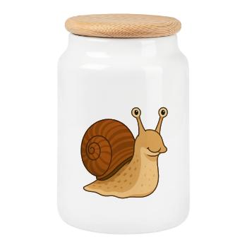 Schnecki - Boîte à biscuits avec couvercle en bois - blanc - Devant