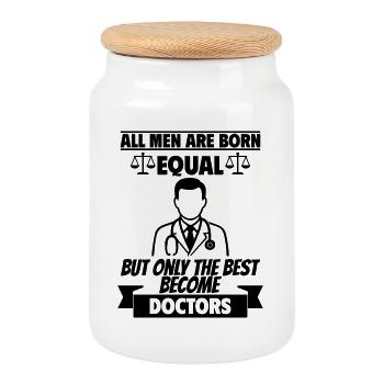 Tous les hommes naissent égaux, Docteur - Boîte à biscuits avec couvercle en bois - blanc - Devant