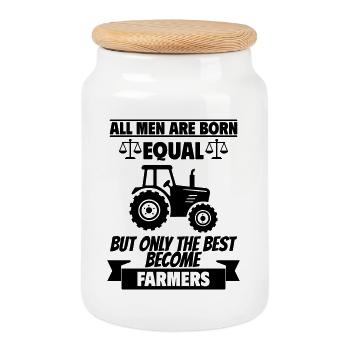 Tous les hommes naissent égaux. Fermier. - Boîte à biscuits avec couvercle en bois - blanc - Devant