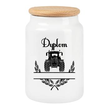 Dyplom Tractor – Espace de noms - Boîte à biscuits avec couvercle en bois - blanc - Devant