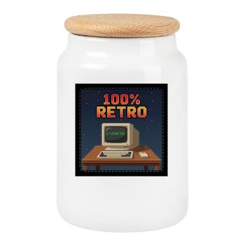100 % Retro - Keksdose mit Holzdeckel - Weiß - Vorne