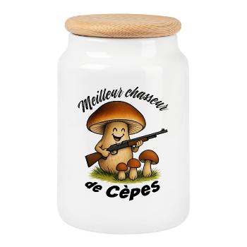 Best Porcini Hunters - Cookie Jar with Wooden Lid - white - Front