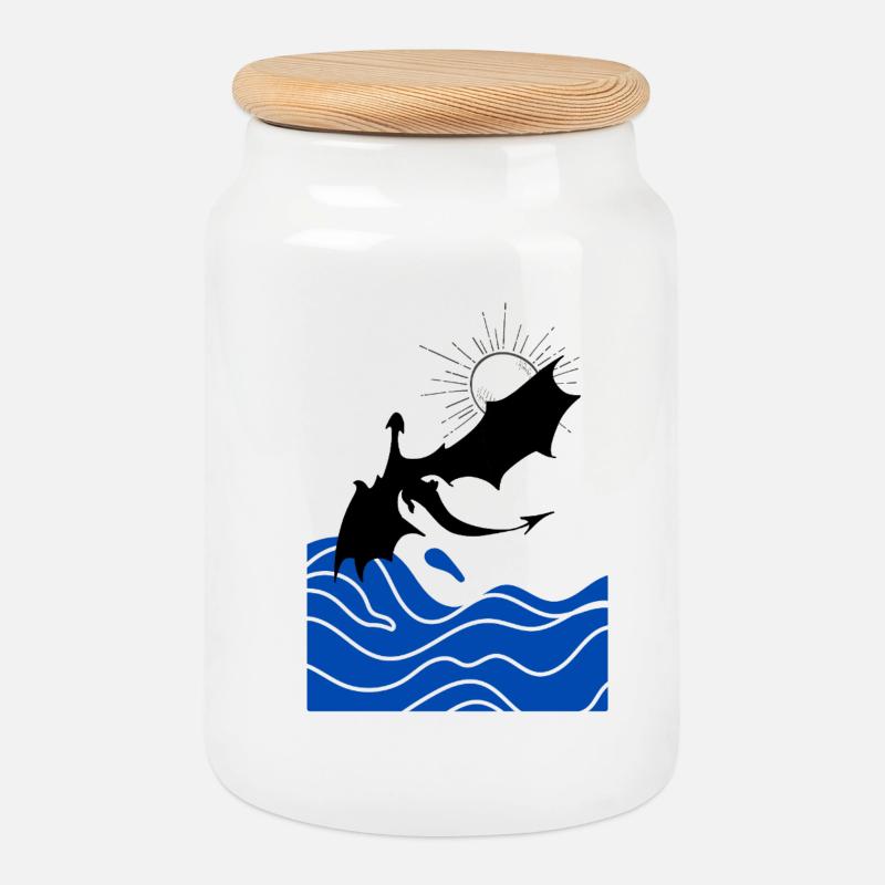 Dragon One - Keksdose mit Holzdeckel - Weiß
