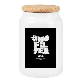 No Filter Statement - Cookie Jar with Wooden Lid - white - Front