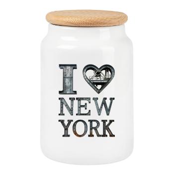 New York – Urban Industrial Love - Cookie Jar with Wooden Lid - white - Front