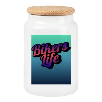 Biker Life Gradient - Cookie Jar with Wooden Lid - white - Front