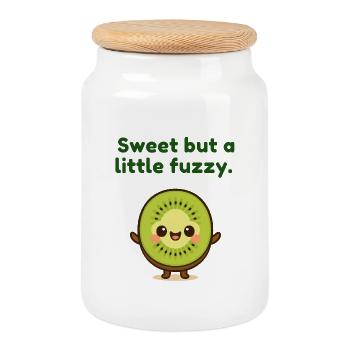 Délice de fruits kiwi de Kawaii - Boîte à biscuits avec couvercle en bois - blanc - Devant