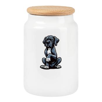 Talk to the Paw Great Dane - Cookie Jar with Wooden Lid - white - Front