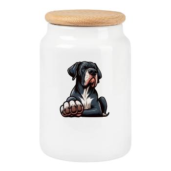 Parlez au propriétaire de Paw Great Dane - Boîte à biscuits avec couvercle en bois - blanc - Devant