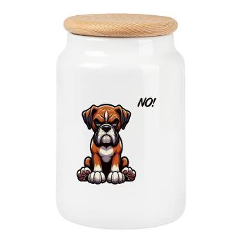 Pas de porte-boxer Boxer Boxer Boxer Propriétaire de boxer - Boîte à biscuits avec couvercle en bois - blanc - Devant