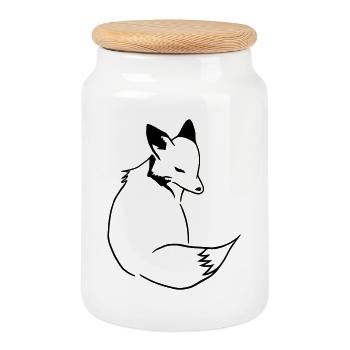 Fox Comic: Smart, Foxy & Manga Style - Cookie Jar with Wooden Lid - white - Front