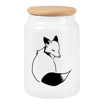 Fuchs Comic: Schlau, Foxy & Manga Style - Keksdose mit Holzdeckel - Weiß - Vorne