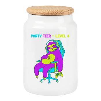 Party Tier Level 4 - Cookie Jar with Wooden Lid - white - Front